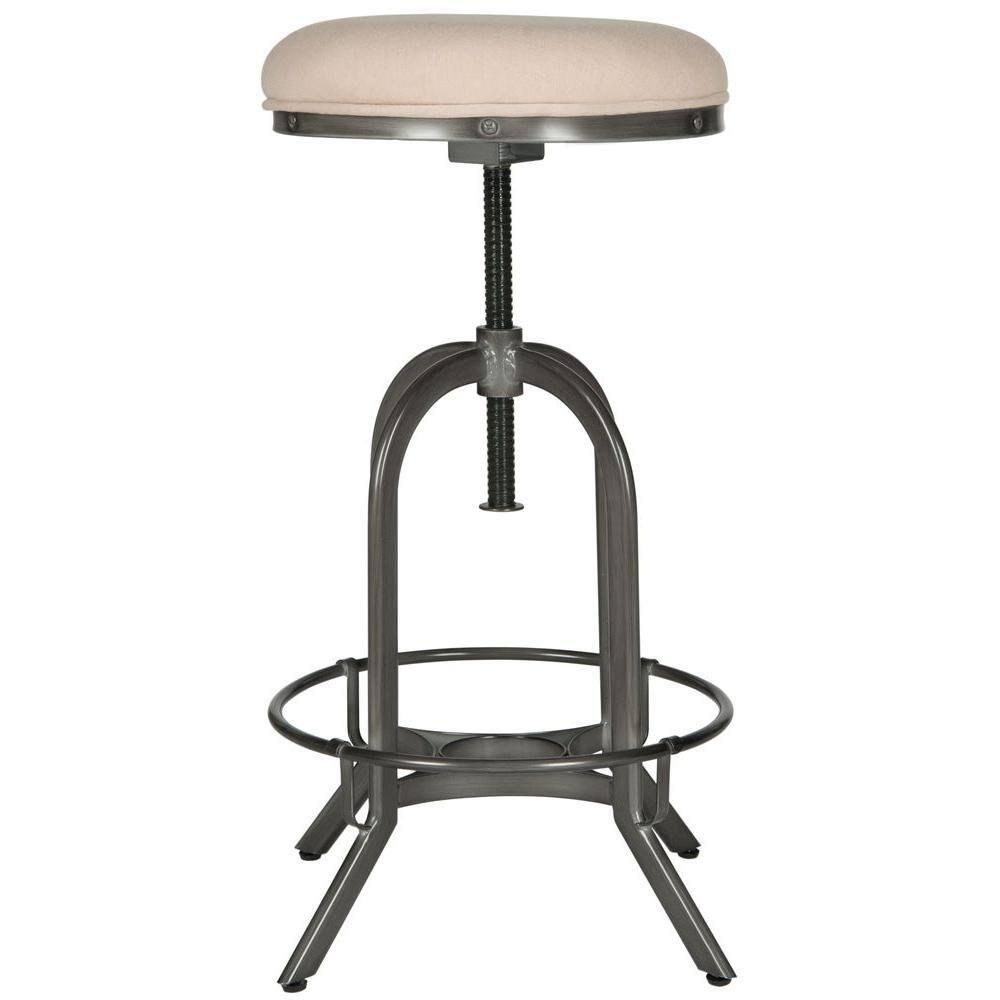 Wildomar Swivel Bar Stool - Beige/Antique Iron - Safavieh