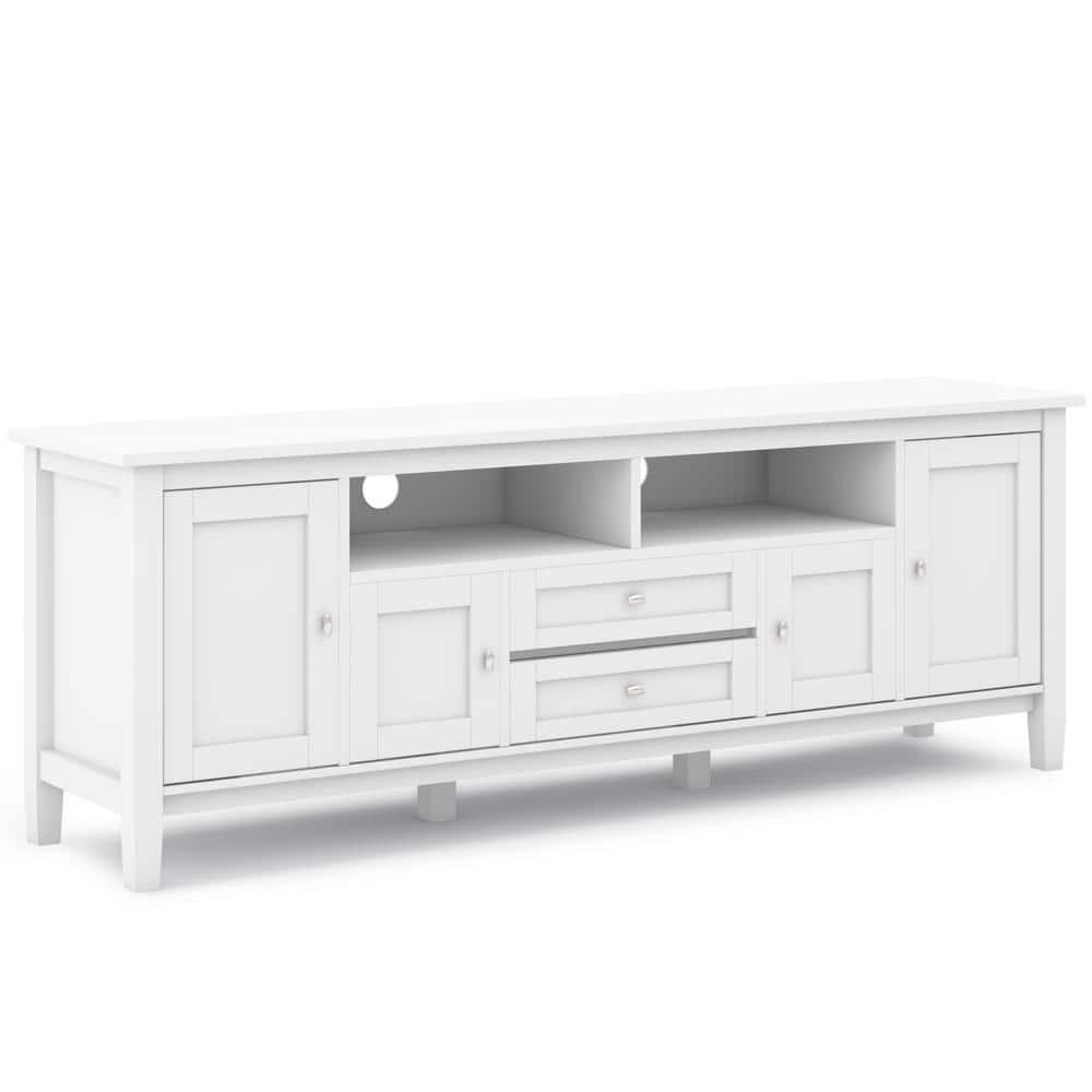 Simpli Home Warm Shaker 72"W Solid Wood TV Stand for TVs up to 80" with 4 Storage Cabinets and 2 Drawers