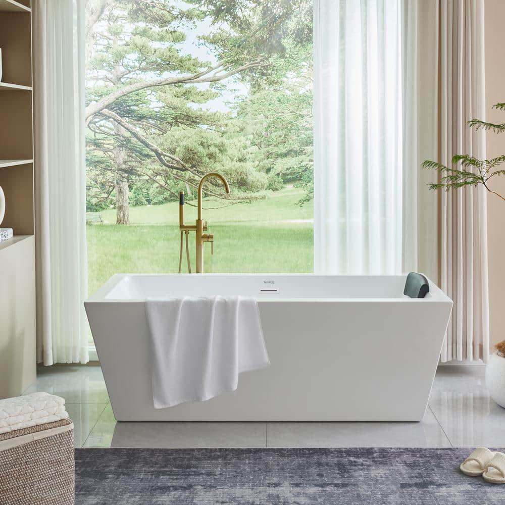 Orion 59'' x 30'' Freestanding Soaking Acrylic Bathtub