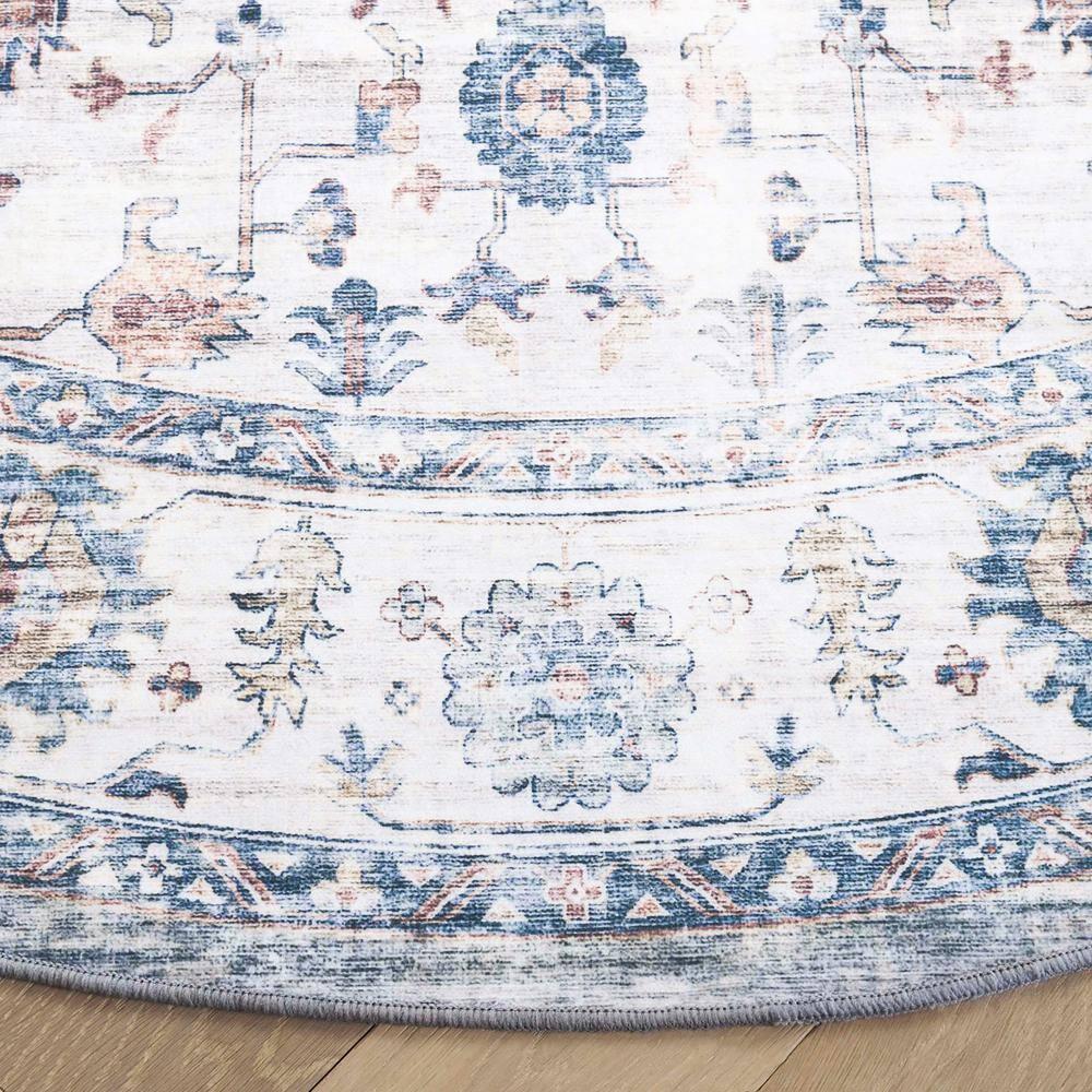 Arizona ARZ517 Power Loomed Machine Washable Area Rug - Light Blue/Ivory - 6' Round - Safavieh.