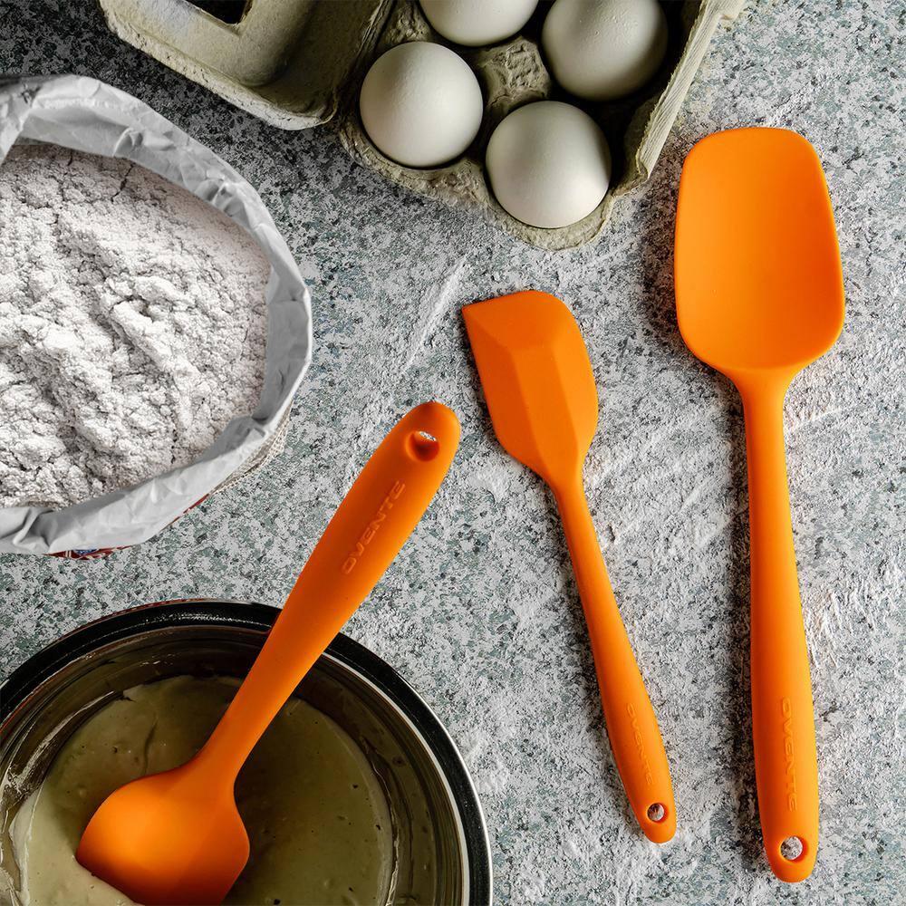 OVENTE Silicone Spatula , Food Grade Rubber Spatulas Heat Resistant w/ Stainless Steel Core & Seamless Design, Non Stick Rubber Spatula for Mixing, Baking & Cooking, 5 Pieces