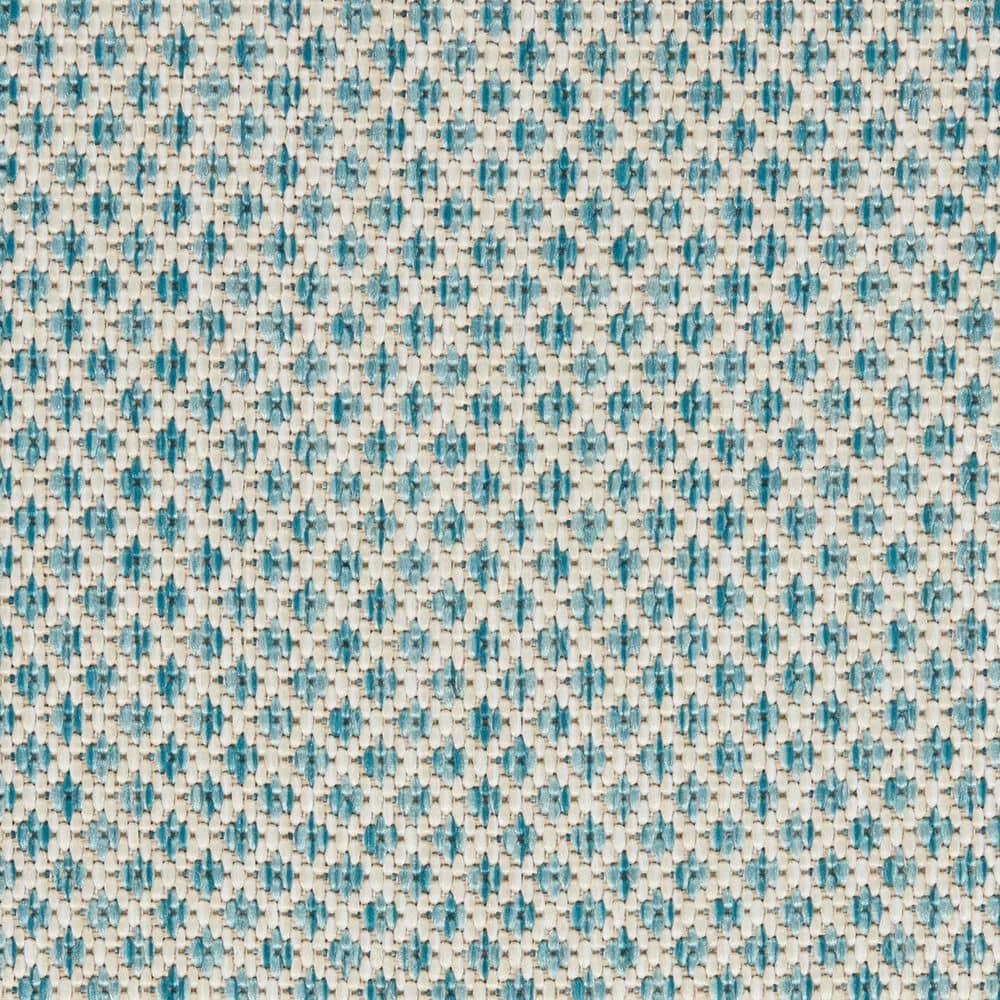 Nourison 6' x 6' Courtyard Modern Easy Care Flatweave Indoor Outdoor Square Rug Ivory/Aqua