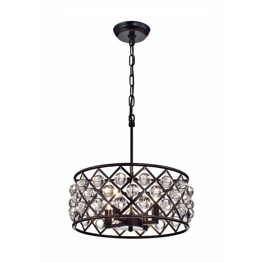Azha 4-Light Oil Rubbed Bronze Crystal Drum Chandelier