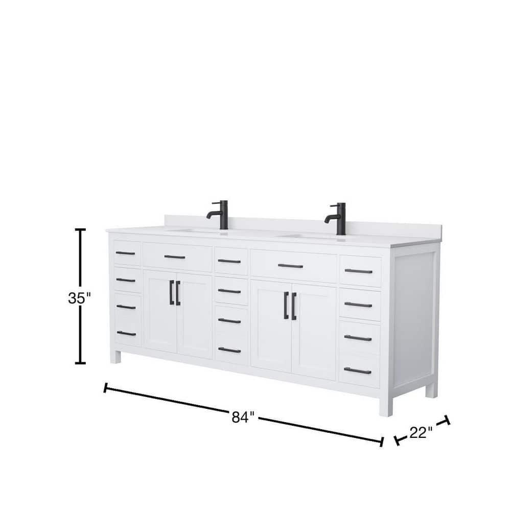 Beckett 84" Freestanding Double Bathroom Vanity with Cultured Marble Top