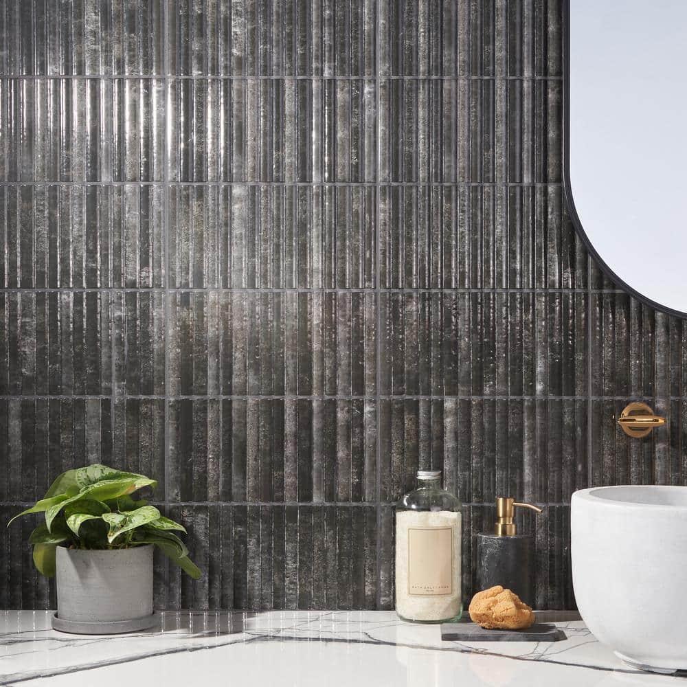 Canu 5.9 In. x 11.81 In. Polished Fluted Ceramic Subway Wall Tile (9.68 Sq. Ft. / Case)