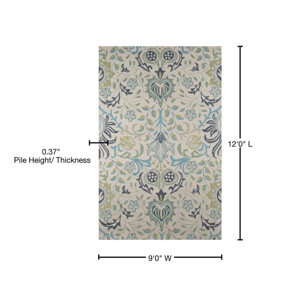Momeni  Newport Hand Tufted Wool Floral Area Rug Blue 9' x 12' Contains Latex 9' x 12' Indoor,Handmade Living Room,Bedroom,Dining Room