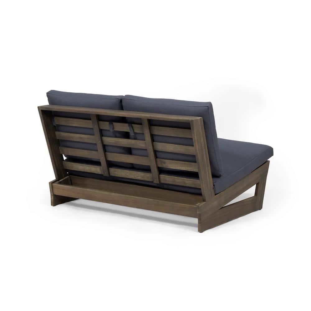 Noble House Sherwood Outdoor Acacia Wood Loveseat in Gray and Dark Gray