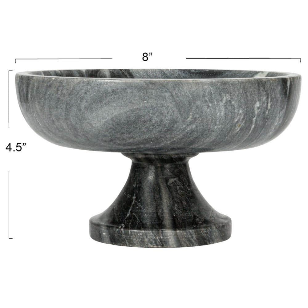 Bloomingville Marble Footed Pedestal Bowl, Grey