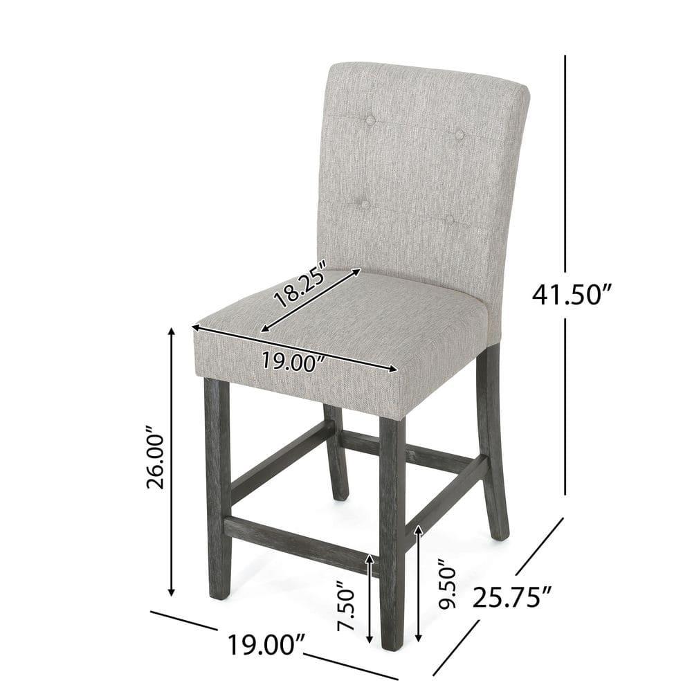 Noble House Darke Fabric Button Tufted Counter Stools, Set of 2, Light Gray and Gray