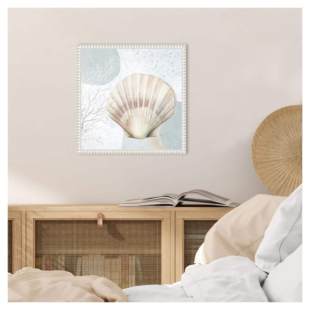 Amanti Art Ocean Oasis Bubbles Blush Scallop by Patricia Pinto Canvas Wall Art Print Framed 16 x 16-in.