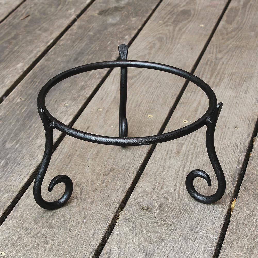Achla Designs GBS-22 Short Wrought Iron Metal Plant birdbath Bowl Stand Flowerpot Holder, 9.5x6 inches, Black