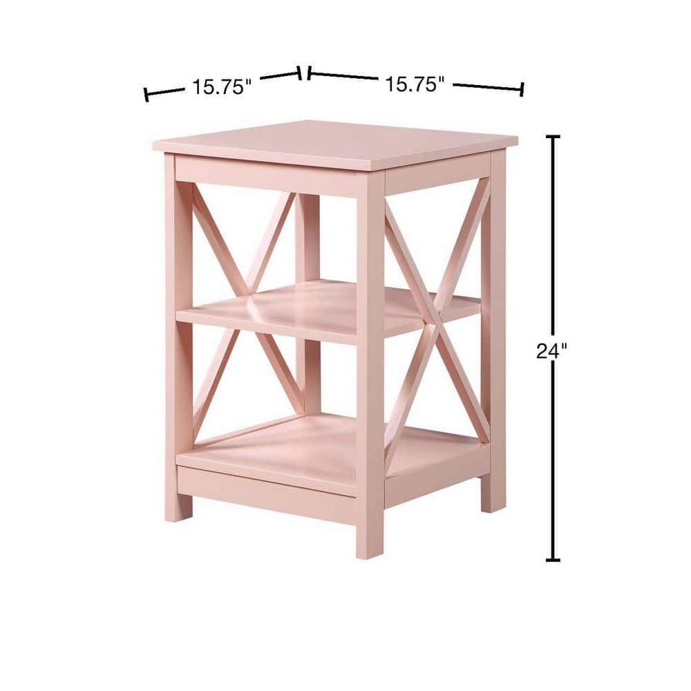 Convenience Concepts Oxford End Table with Shelves, Blush Pink