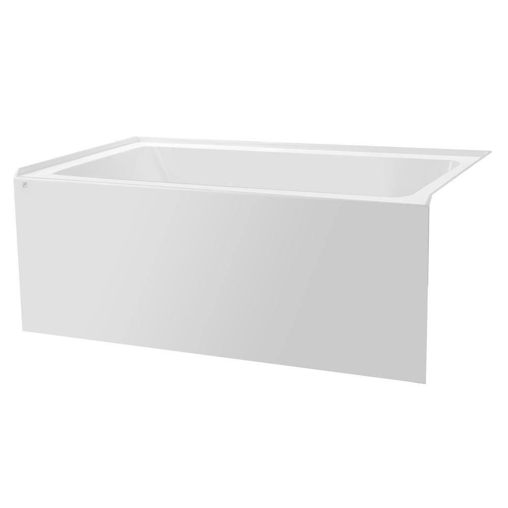 Vanity Art Acrylic Alcove Bathtub with 3 Side Tiling Flange, 54 x 32 inches Slip Resistant Surface 121-Degree Backrest Shower Tub, Reinforced Fiberglass Right Drain Soaking Tub