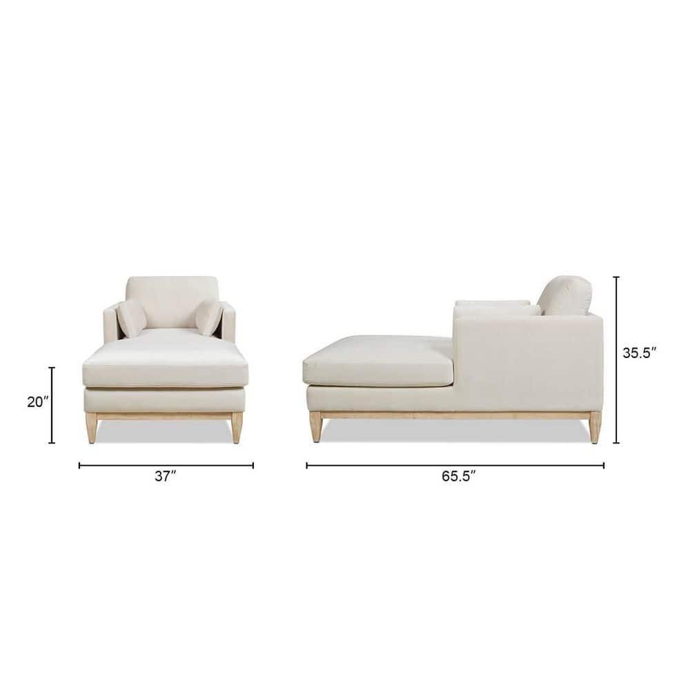 Jennifer Taylor Home Knox 65" Modern Farmhouse Performance Velvet Living Room Chaise Lounge Chair in French Beige