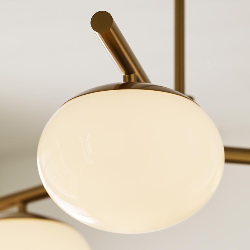 Burnished Brass 3-Light Globe Chandelier with Milk Glass Shades