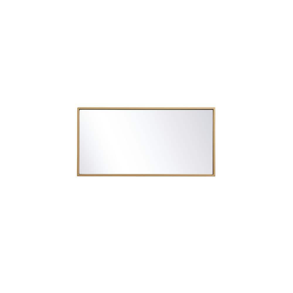Elegant Lighting Metal frame rectangle mirror 14x28 inch in brass
