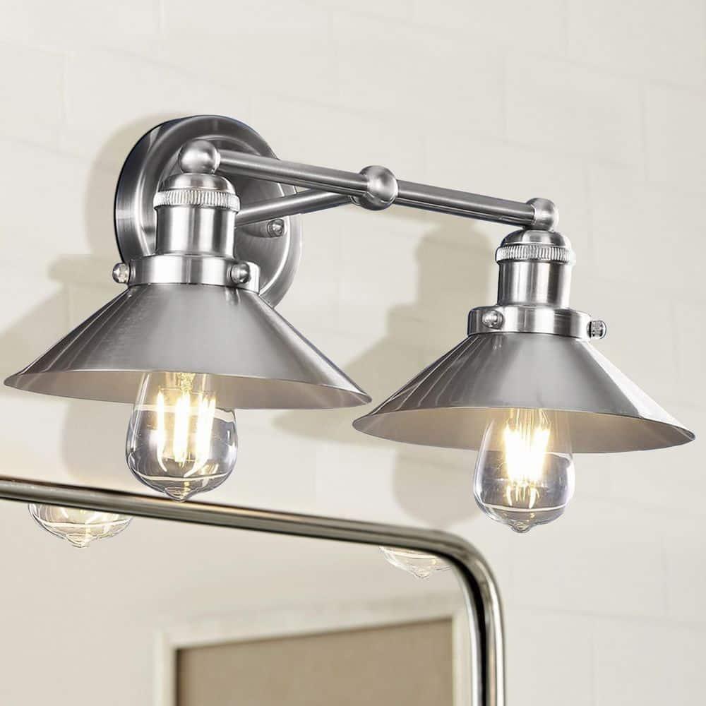 July 17.5 in. 2-Light Nickel Metal Vanity Light