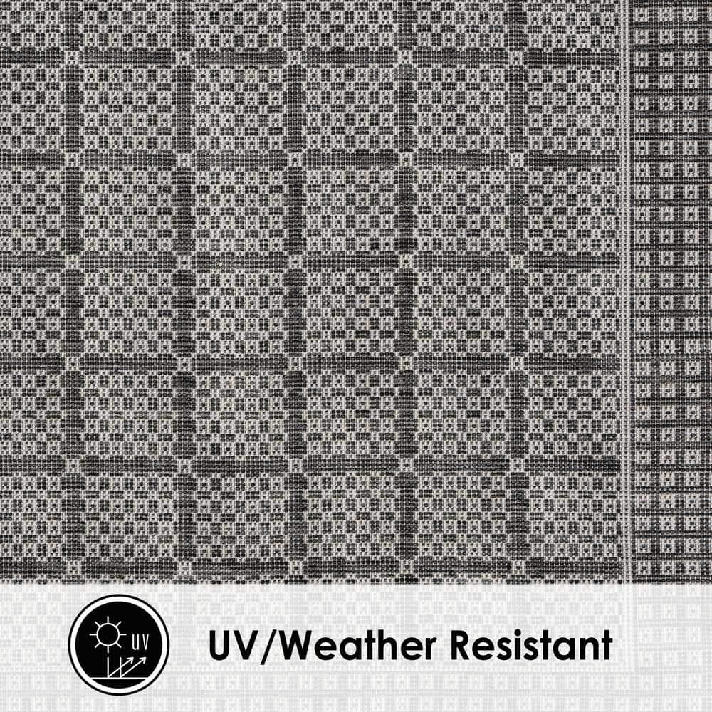 Nicole Miller New York Patio Country Luna Contemporary Geometric Indoor/Outdoor Area Rug, Black/Gray
