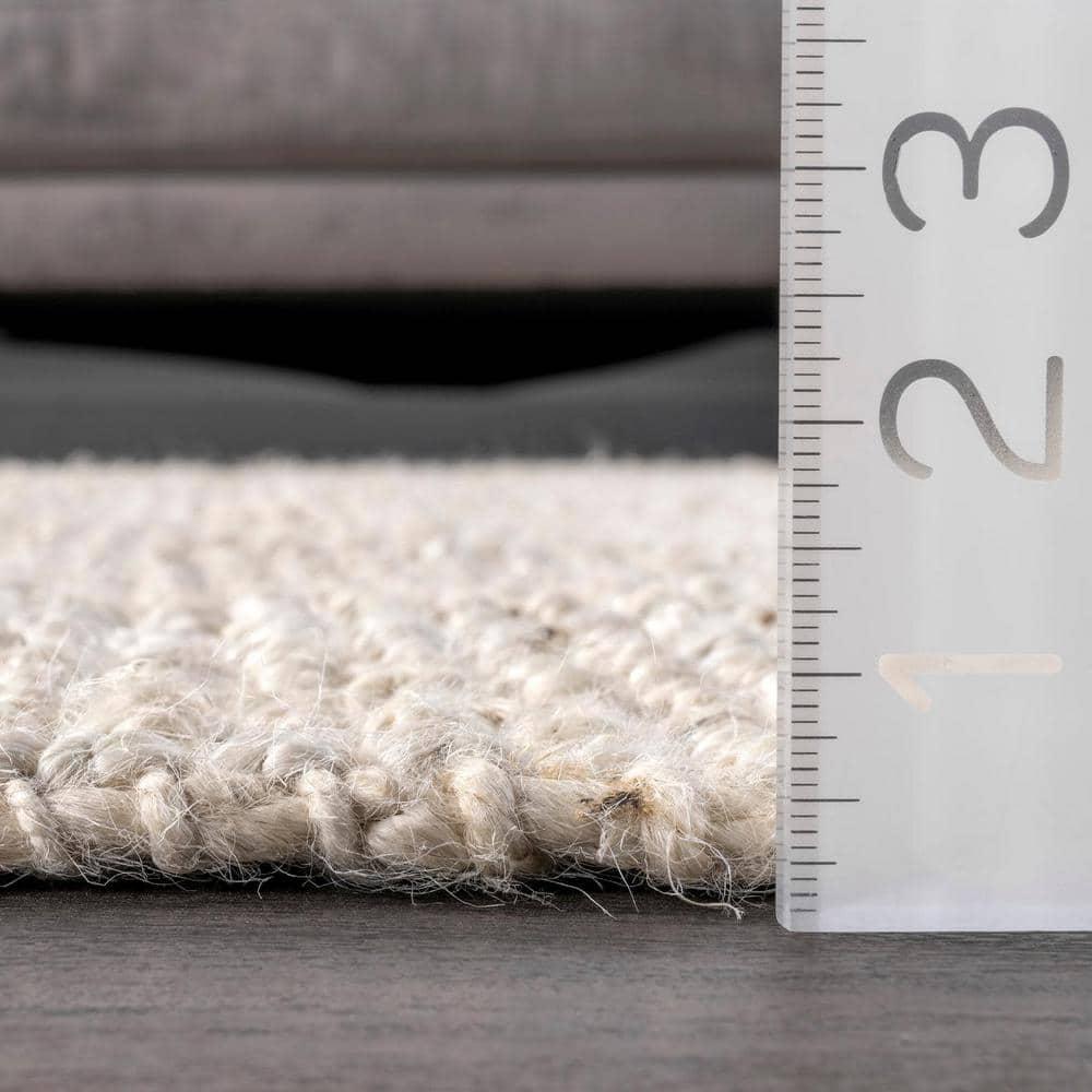 nuLOOM Ashli Solid Farmhouse Jute Area Rug, 3' x 5', Off White