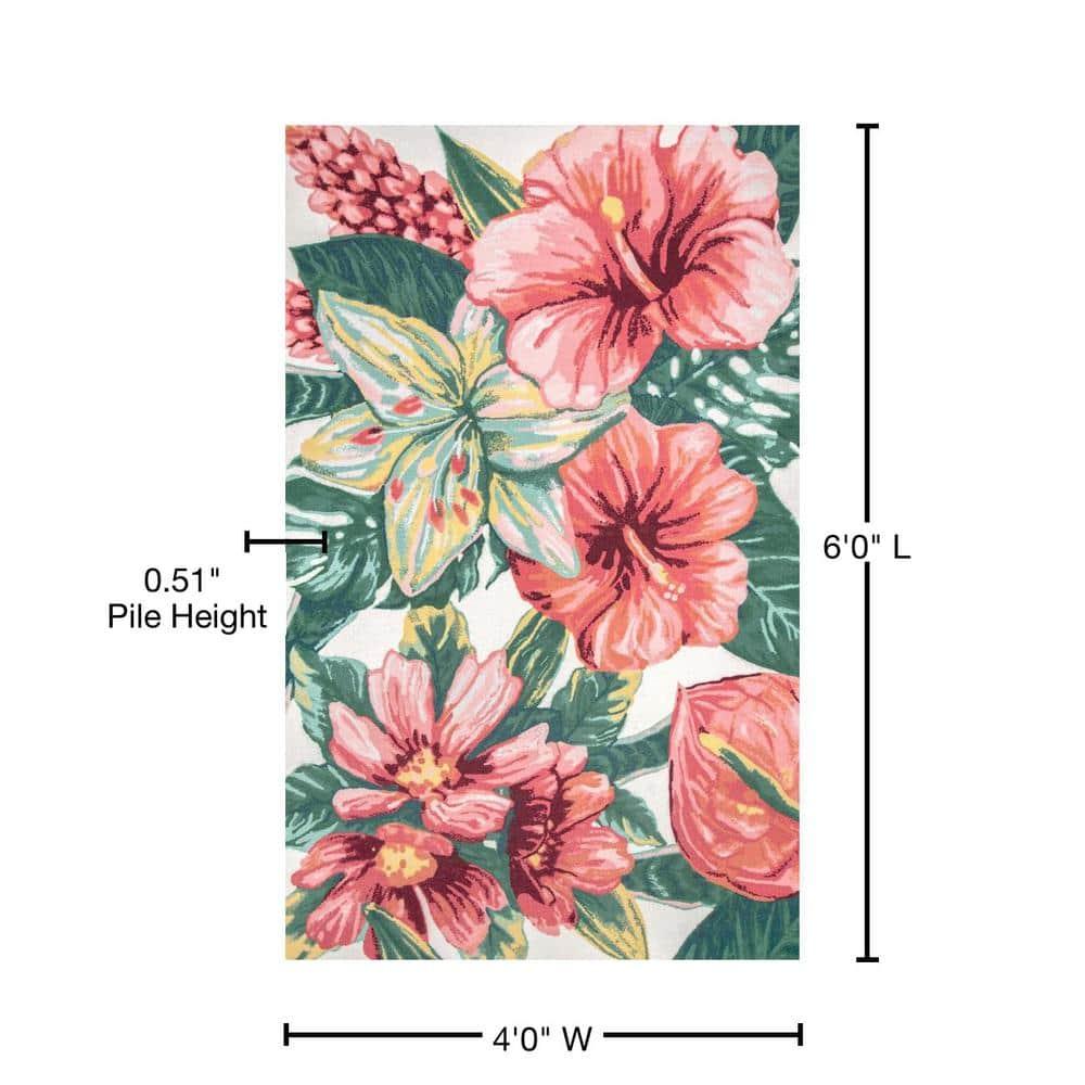 Nuloom Contemporary Floral Sabrina Indoor/Outdoor Patio Area Rug, 4' x 6', Multi
