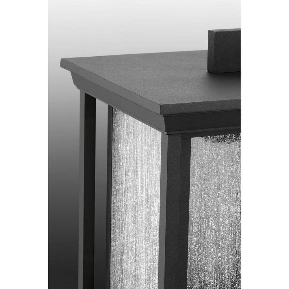 Progress Lighting Endicott 1-Light Outdoor Wall Lantern, Textured Black, Linen Glass Shade