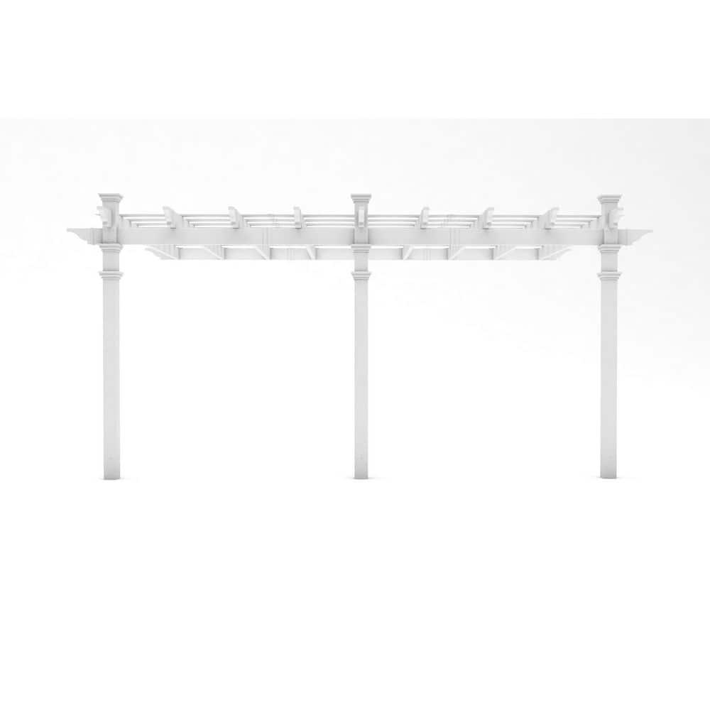 Vita Valencia 12 ft x 16 ft White Vinyl Attached Pergola, VA42086