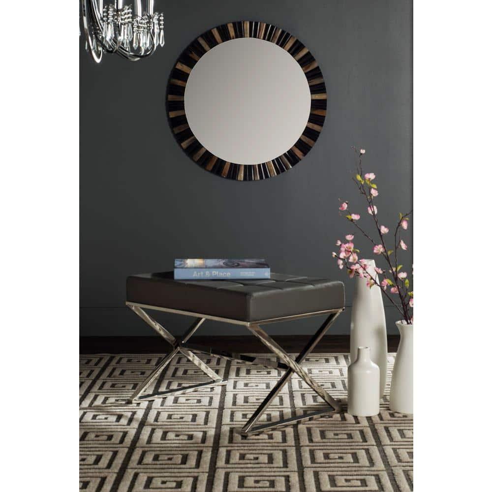 Micha Ottoman - Grey/Chrome - Safavieh