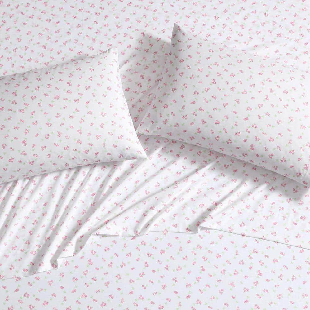 Pink Floral Microfiber Full Sheet Set for Girls