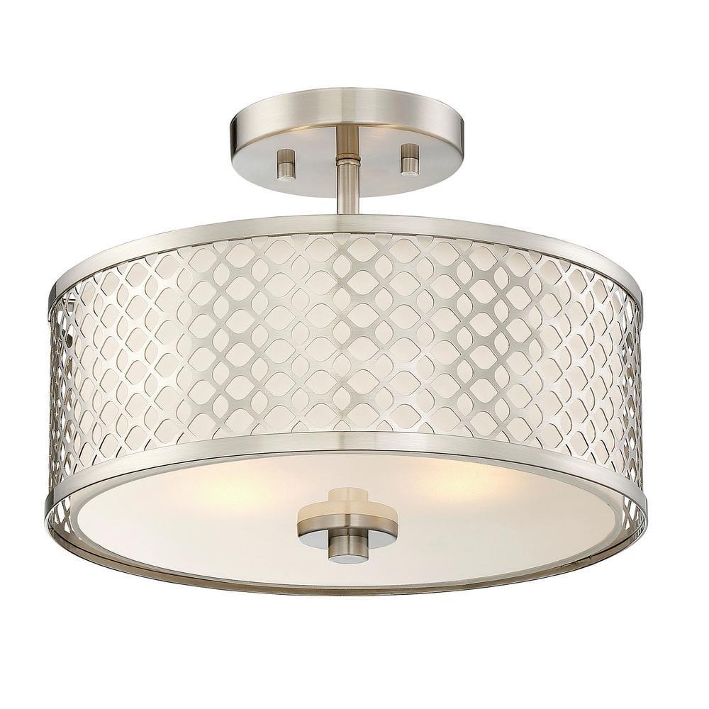 Meridian Lite Trends Meridian 2 -Light 13-in Brushed Nickel Semi Flush Mount Light