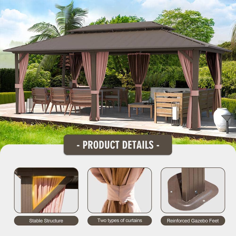 EAGLE PEAK Outdoor Aluminum Frame Hardtop Patio Gazebo