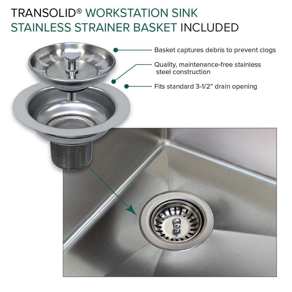 Transolid 32-in X 22-in 18-Gauge Drop-in Stainless Steel Kitchen Workstation Sink