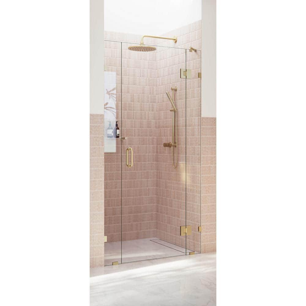 Glass Warehouse Stellar 39.25 in. W x 78 in. H Fully Frameless 3 Panel Inline Glass Hinged Shower Enclosure GHF-39.25-SB