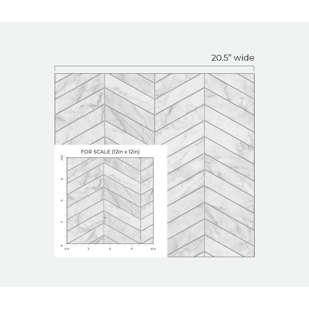 Lillian August Luxe Haven Marbled Chevron 9' L x 20.5" W Peel and Stick Wallpaper Roll