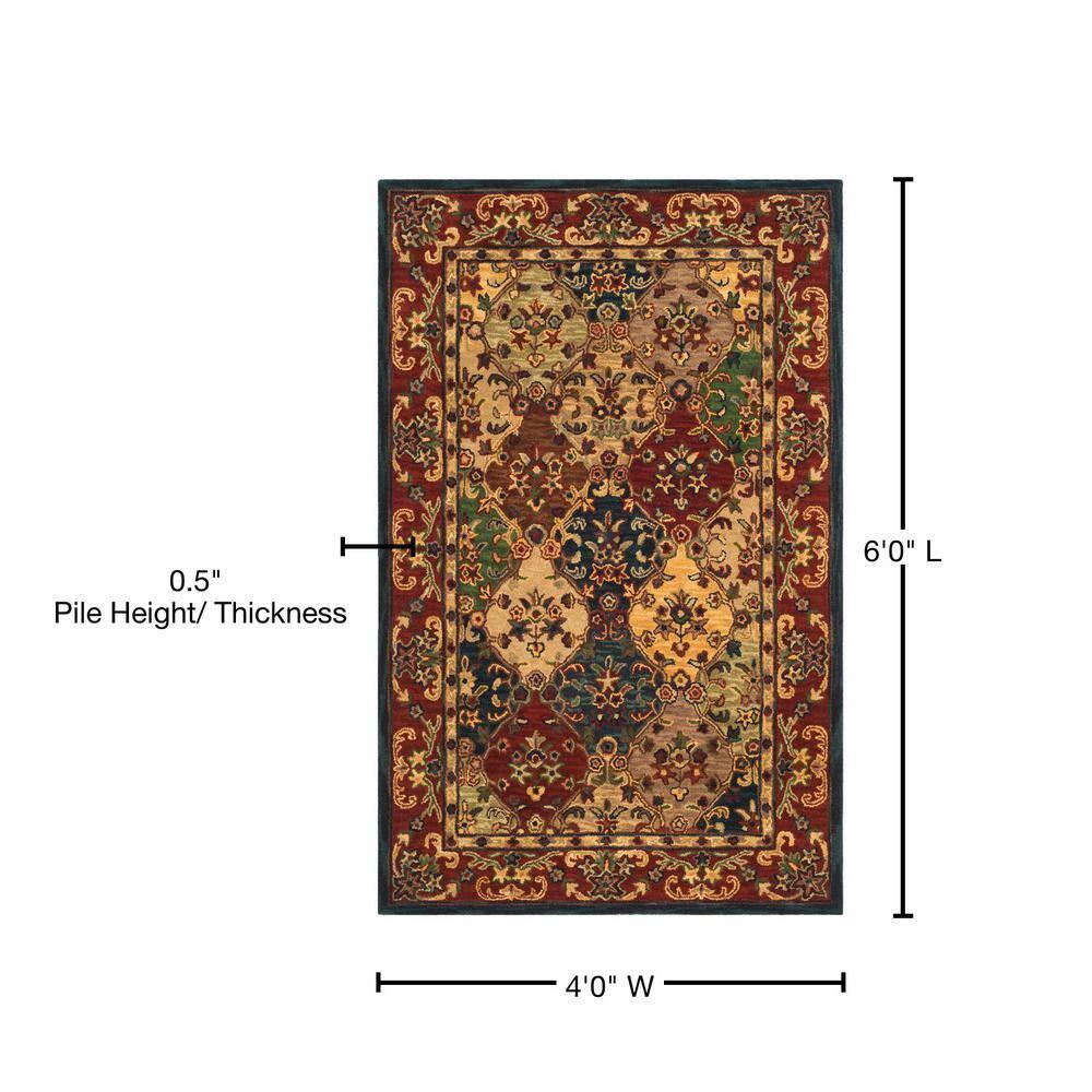 SAFAVIEH Heritage Malcolm Traditional Wool Area Rug, Beige/Burgundy, 4' x 6'