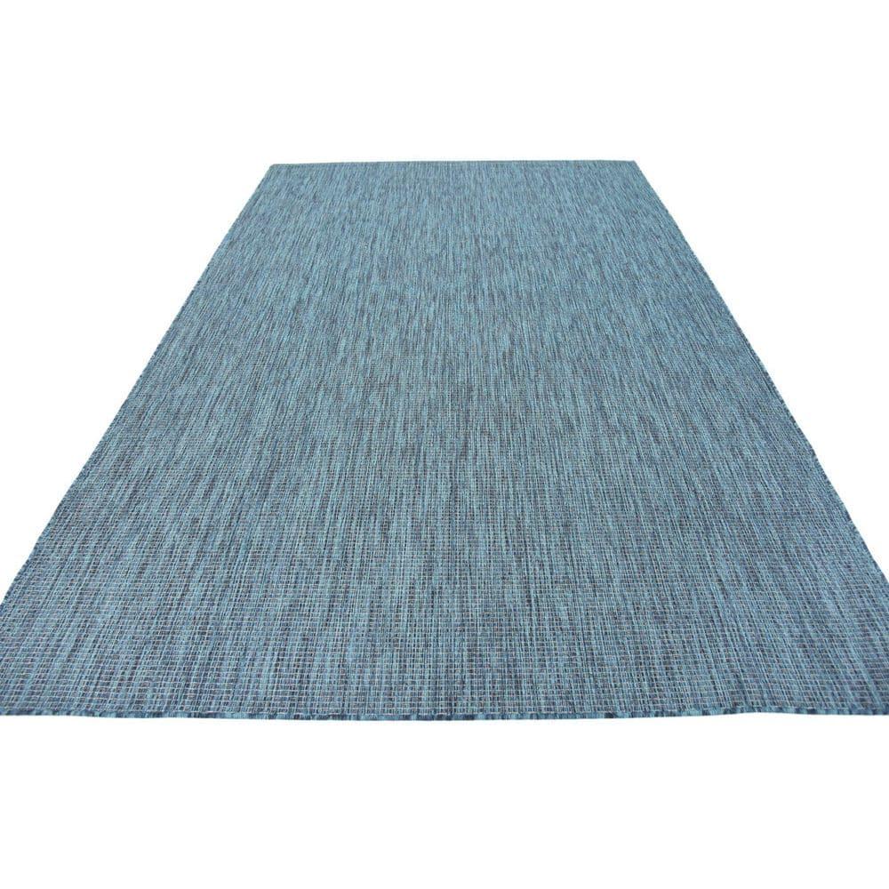 Unique Loom 7' 0 x 10' 0 Rectangle Indoor/Outdoor Solid Teal Area Rug