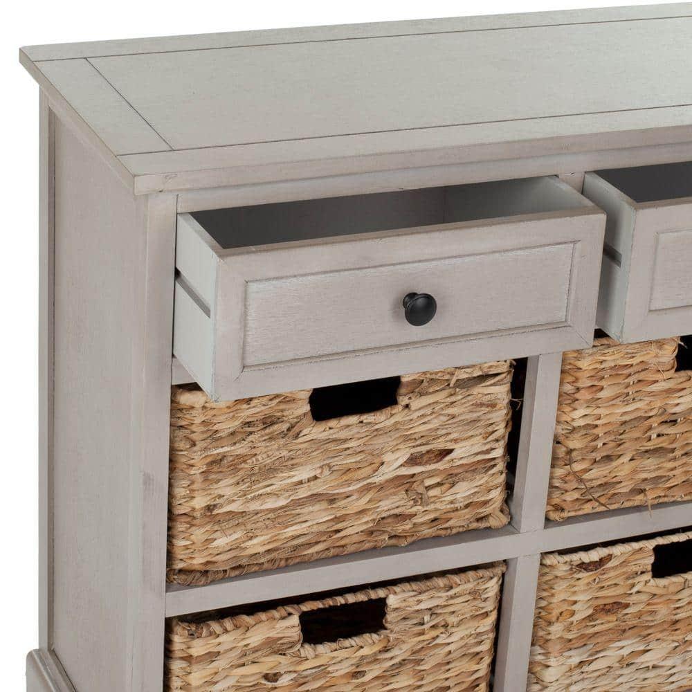 Herman Storage Unit with Wicker Baskets - Vintage Grey - Safavieh.