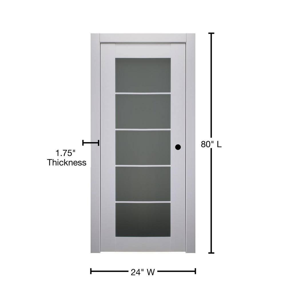 Belldinni Smart Pro 5-Lite DIY-Friendly Manufactured Wood and Glass Single Prehung Interior Door