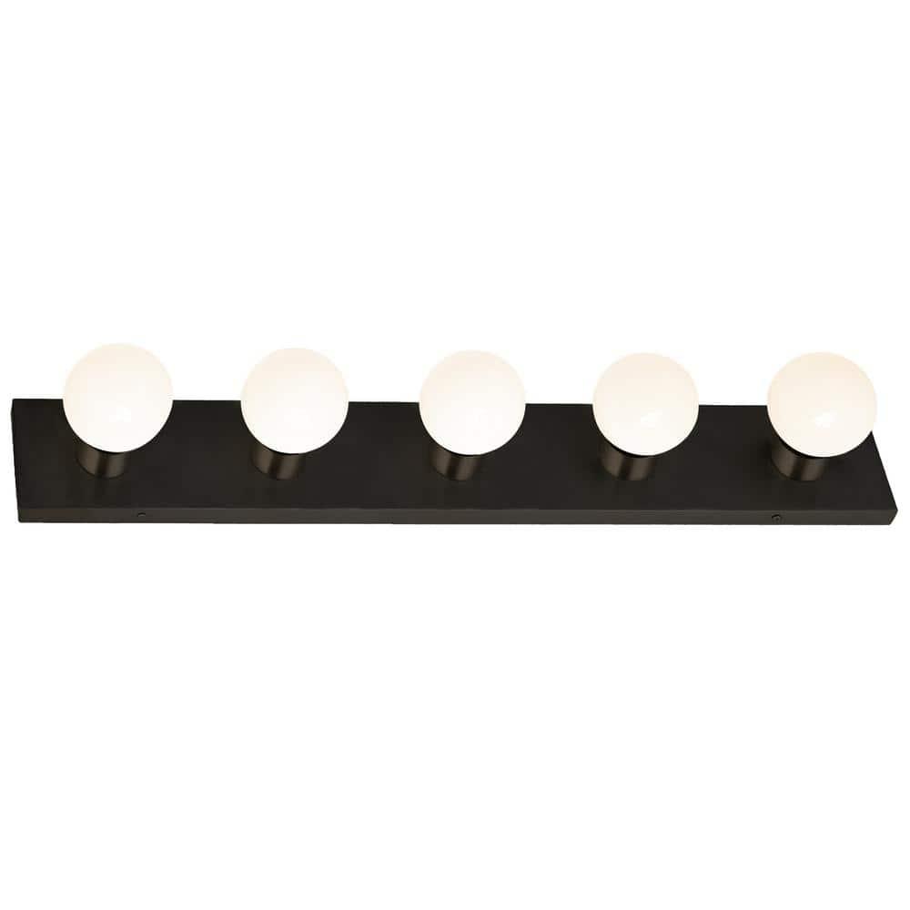 Design House 588582-BLK 5-Light Vanity Strip Light Contemporary Dimmable for Bathroom, Bedroom, Makeup Vanity, Matte Black