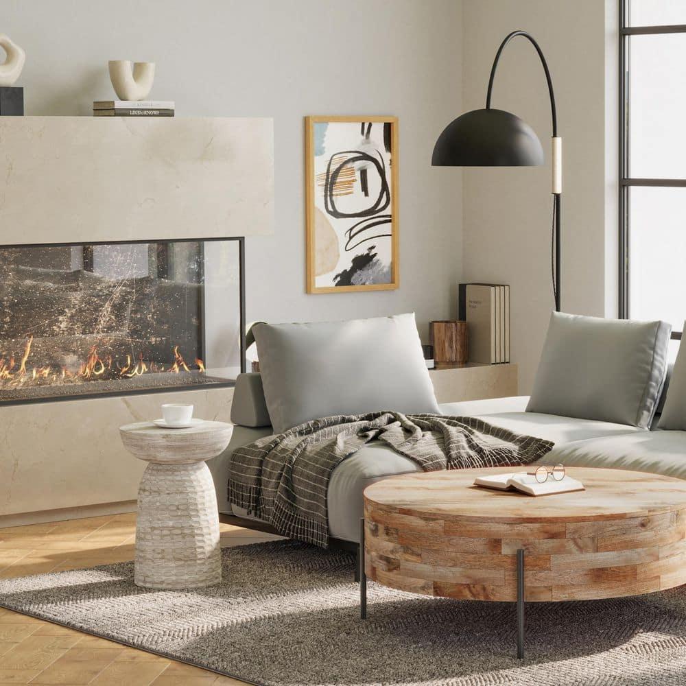 Dakota Fields Solid Mango Wood Contemporary Accent Table with Textured Finish, Fully Assembled
