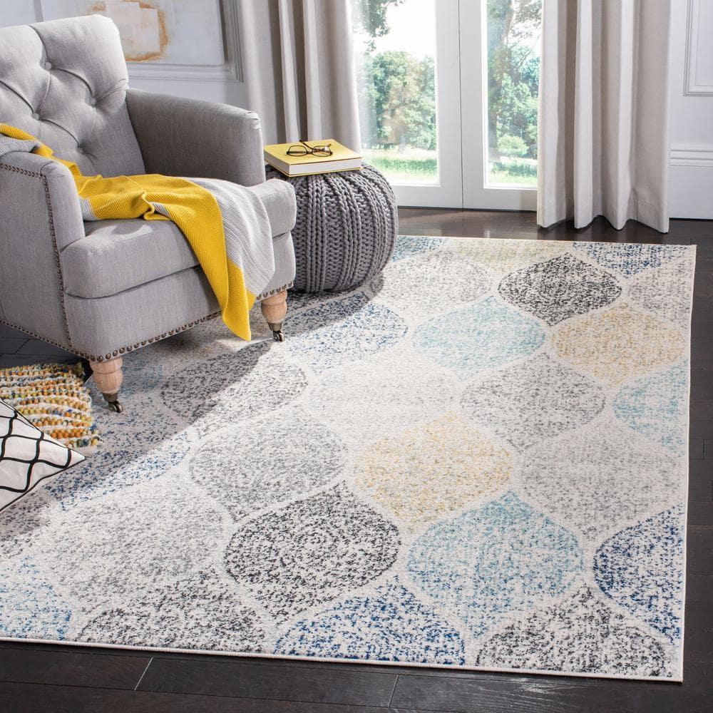 Madison MAD604 Power Loomed Indoor Area Rug - Ivory/Blue - 6'7"x9'2" - Safavieh