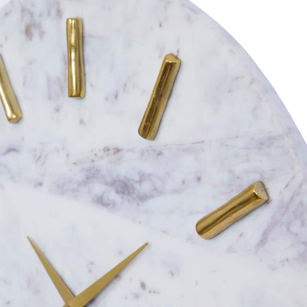 CosmoLiving by Cosmopolitan Marble Decorative Wall Clock with Gold Metal Accents