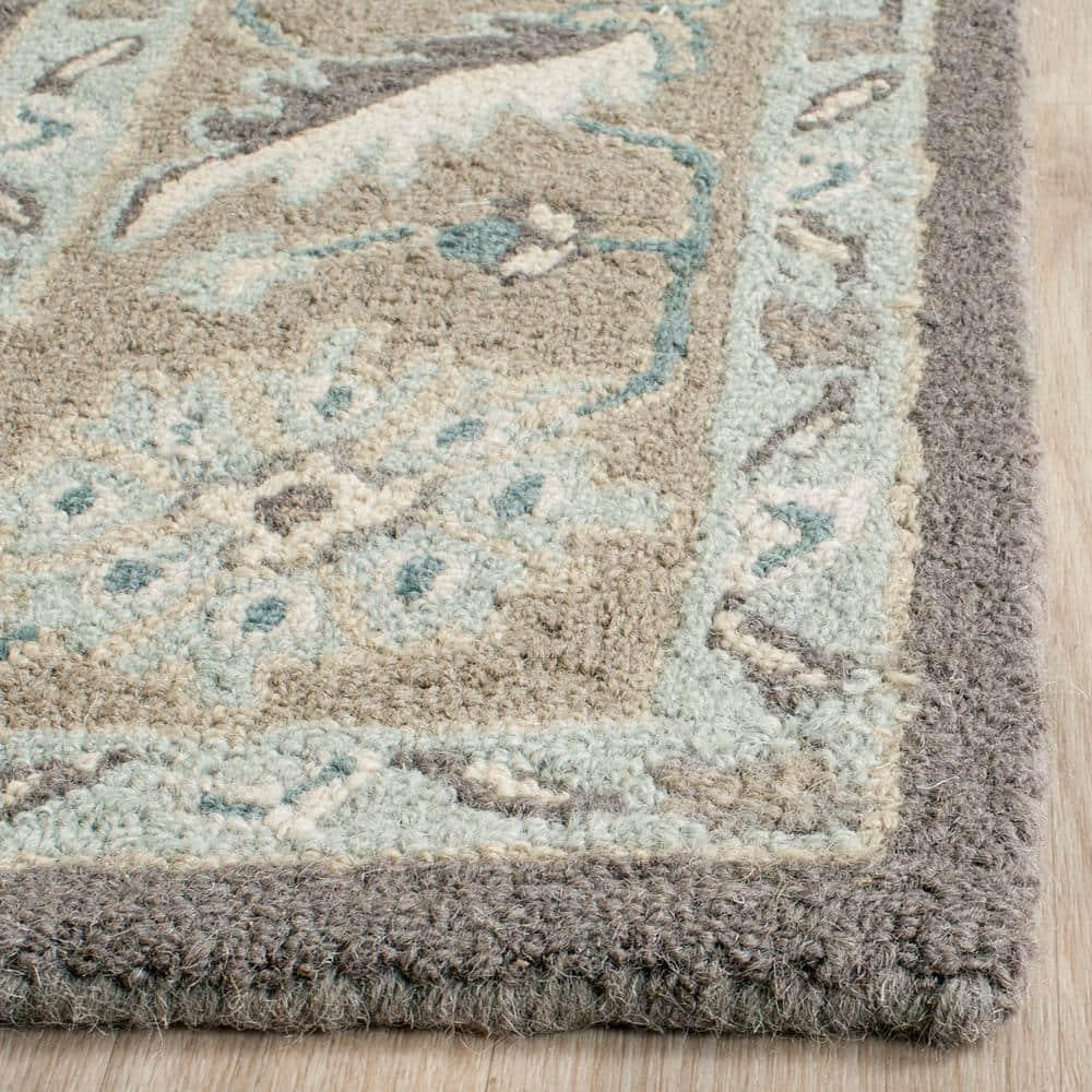 Blossom BLM217 Hand Tufted Area Rug - Dark Grey/Light Brown - 6'x6' - Safavieh..