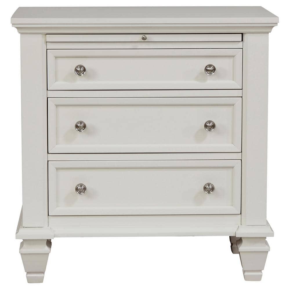 Coaster Sandy Beach Coastal 3-Drawer Wood Nightstand in White