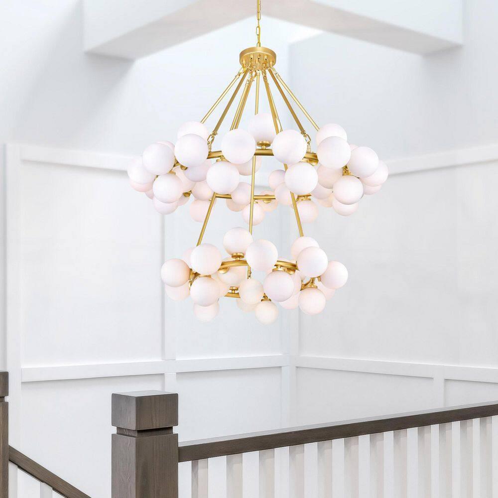 CWI Lighting Arya 70 Light Contemporary Metal Chandelier in Satin Gold