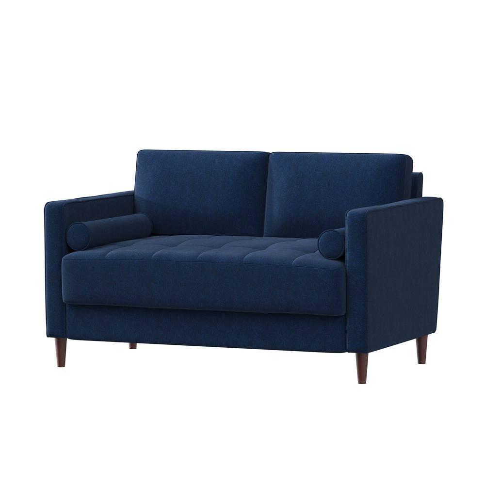 LifeStyle Solutions Jareth Loveseat in Navy Blue Fabric Upholstery