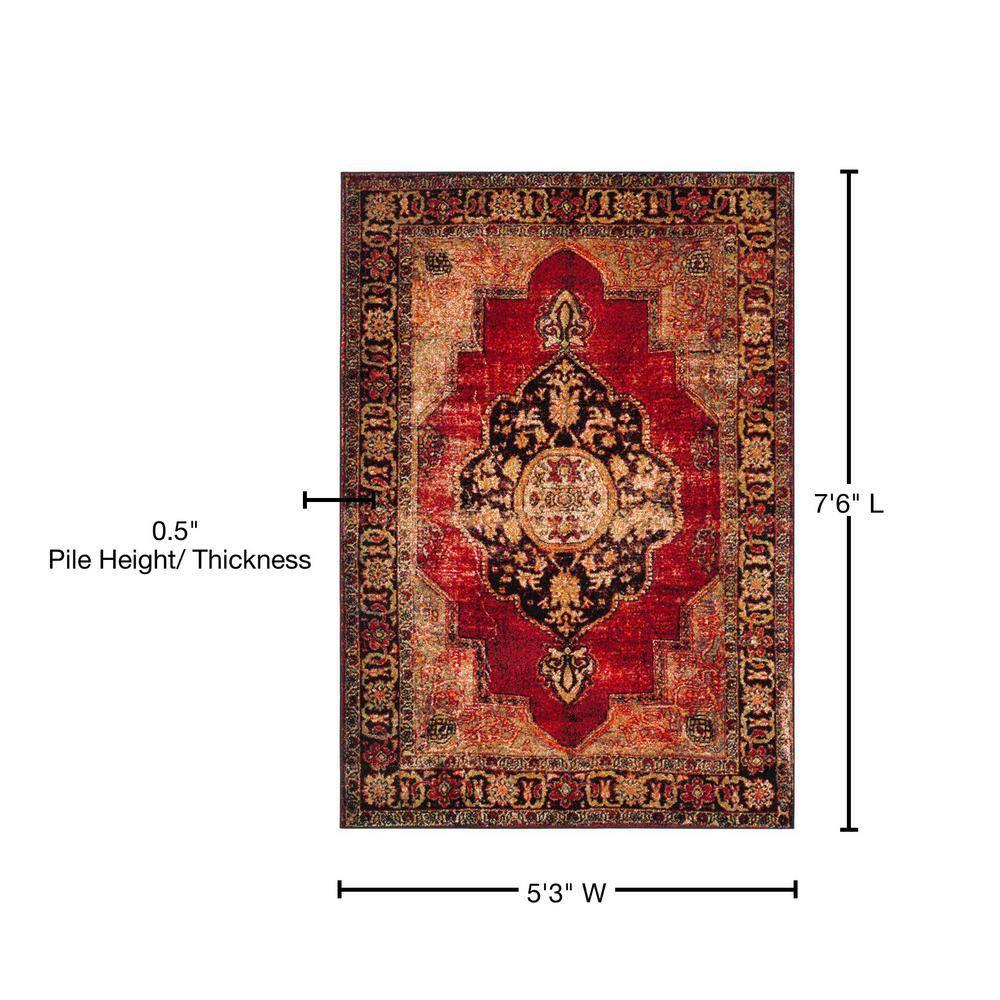 Vintage Hamadan VTH219 Power Loomed Indoor Area Rug - Red/Multi - 5'3"x7'6" - Safavieh