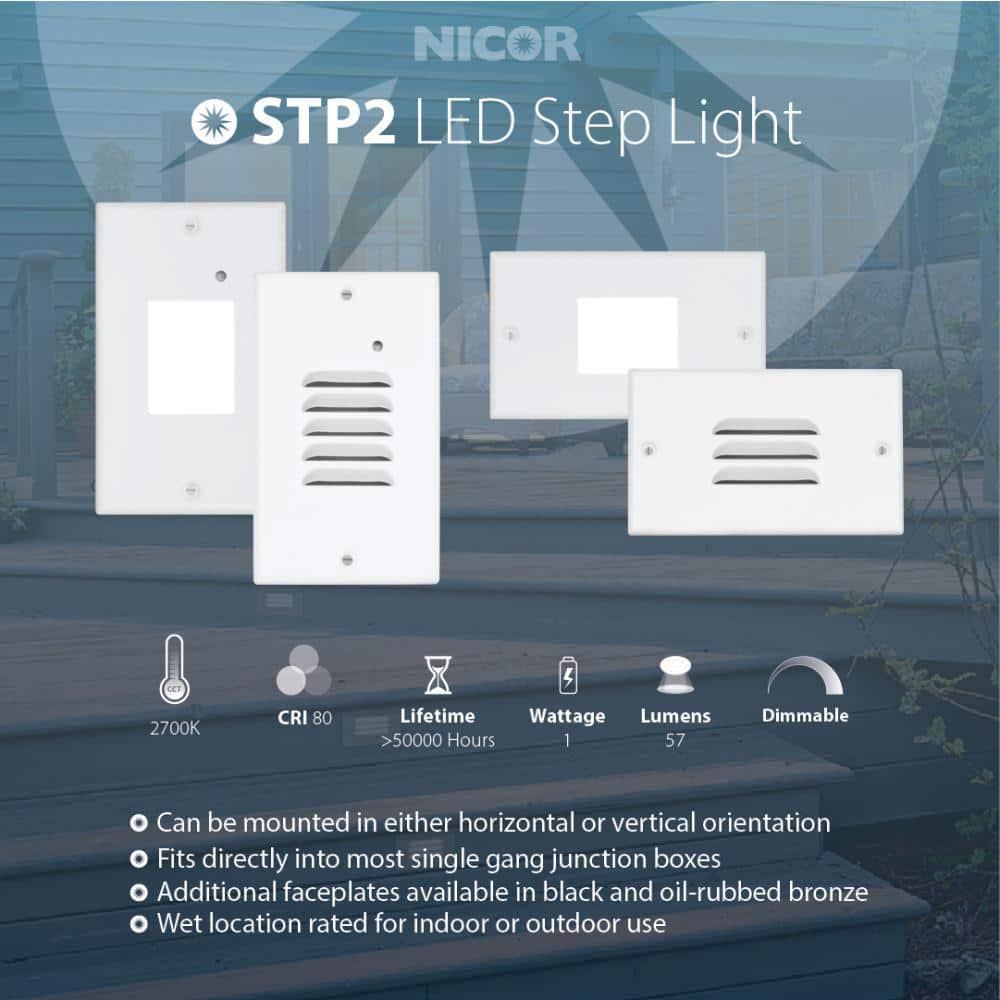 STP2 Series White LED Hardwire Stair Light Louvered with Dusk to Dawn Sensor