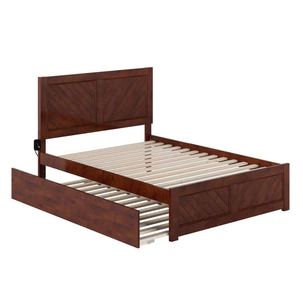 AFI Canyon Walnut Solid Wood Platform Bed with Matching Footboard & Twin Trundle, Full