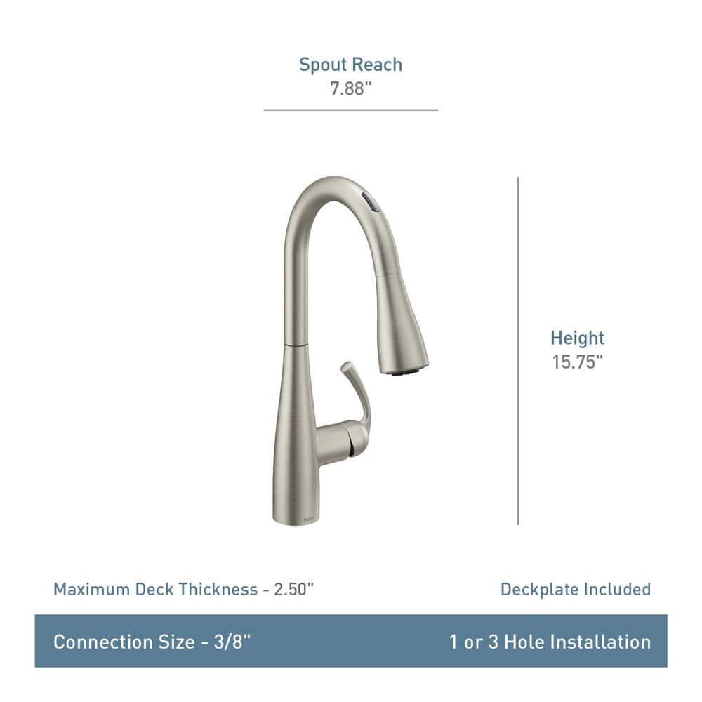 Moen Essie Spot Resist Stainless Smart Faucet Touchless Pull Down Sprayer Kitchen Faucet with Voice Control and Power Boost, 87014EVSRS