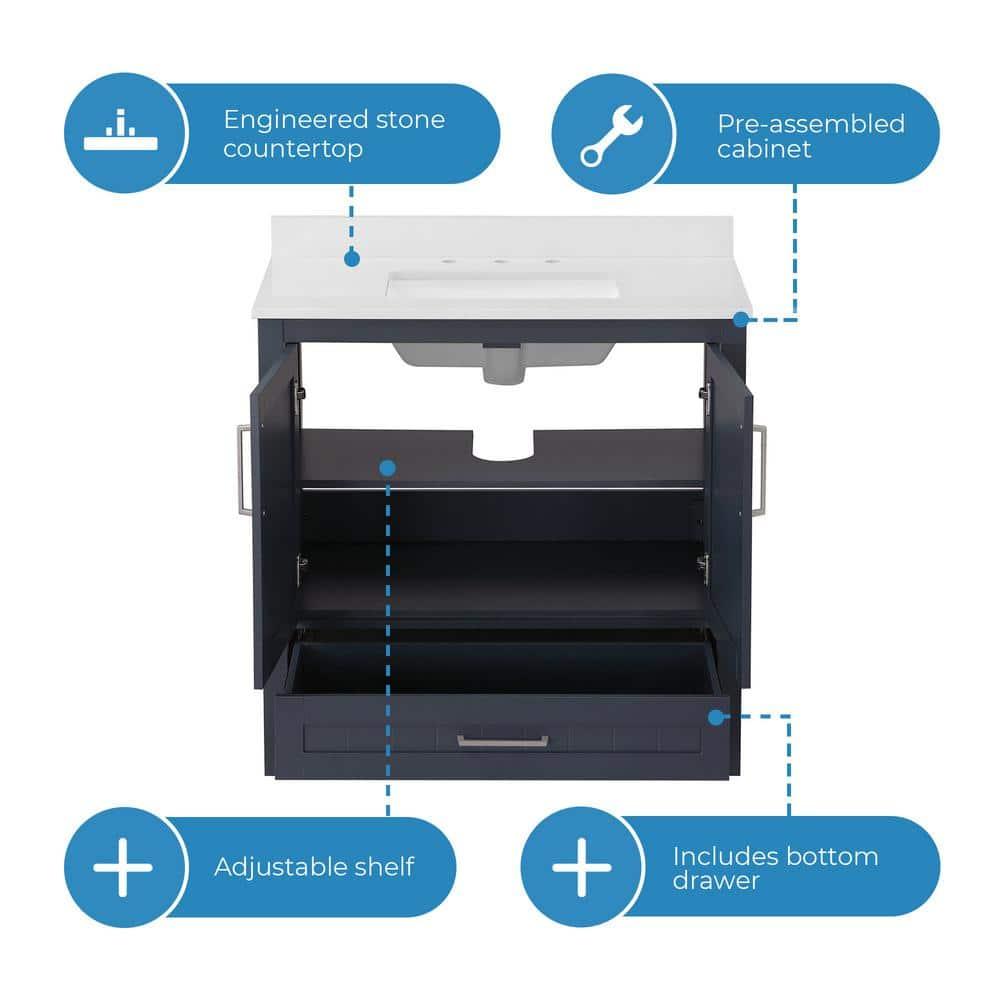 Ove Decors OVE Decors Kansas 36" Single Bathroom Vanity, in Midnight Blue Finish